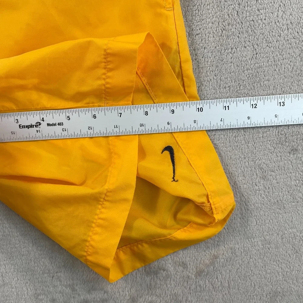 Vintage Y2K Nike‎ Swim Trunks Shorts Men Medium Yellow Black Big Logo Mesh Liner